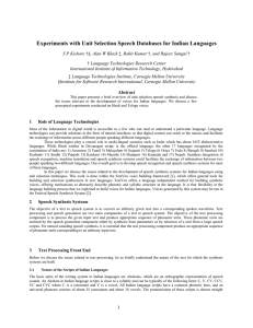 Experiments with Unit Selection Speech Databases for Indian