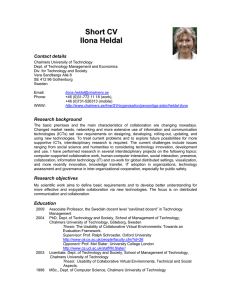 Ilona Heldal - CV - Global Systems Dynamics and Policy