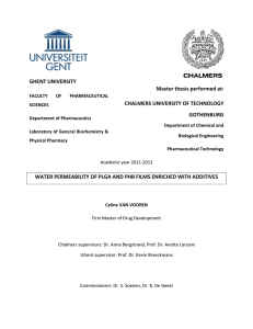 GHENT UNIVERSITY Master thesis performed at: CHALMERS