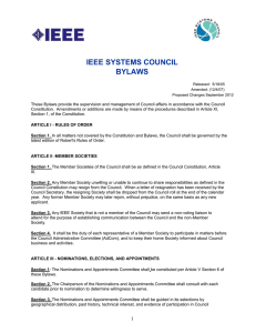 Systems Council Bylaws 2012 Update