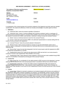 1 IEEE EBOOKS AGREEMENT – PERPETUAL ACCESS