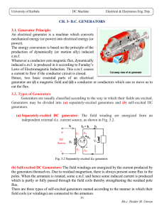 CH. 3- D.C. GENERATORS 3.1. Generator Principle: An electrical