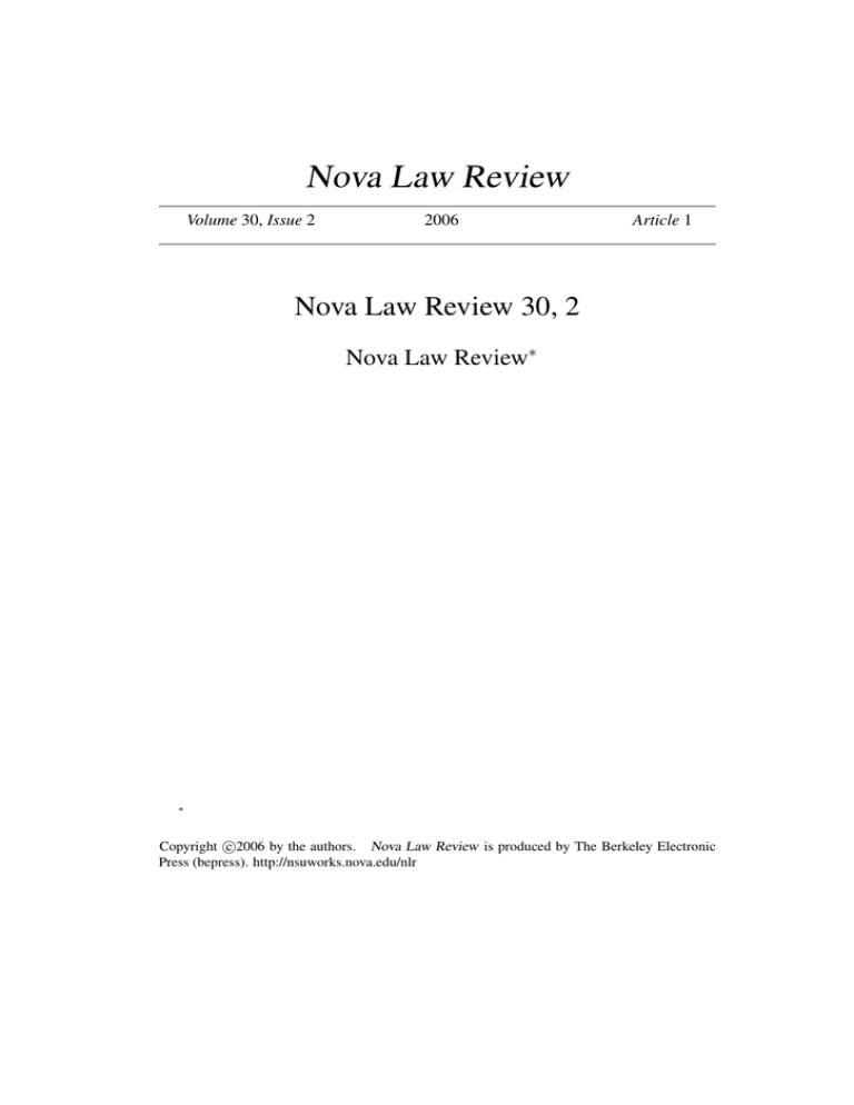 Nova Law Review 30, 2 NSUWorks