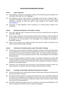 REGULATIONS FOR SHAREHOLDERS` MEETINGS Article 1 Scope