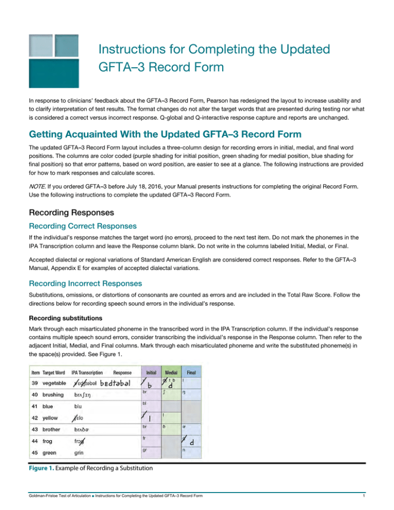 Instructions For Completing The Updated GFTA 3 Record Form