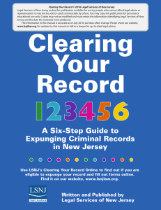 Clearing Your Record 2016 - Legal Services of New Jersey