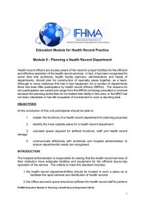 Planning a Health Record Department