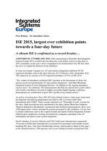 ISE 2015 Press Release - ISE attracts record attendance and looks