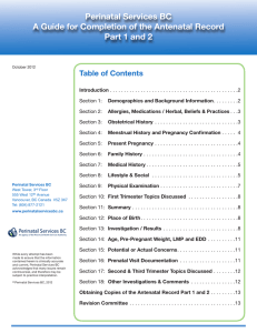 Guide for Completion of the Antenatal Record Part 1 and 2