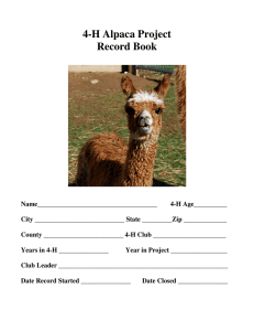 4-H Alpaca Project Record Book