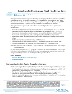 Guidelines for Developing a Nios II HAL Device Driver