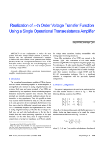 Realization of n-th Order Voltage Transfer Function Using a Single