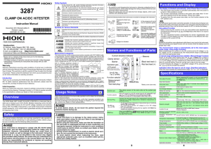 Overview Safety CLAMP ON AC/DC HiTESTER Usage Notes