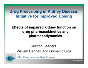 Effects of impaired kidney function on drug pharmacokinetics