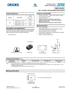 DMP21D0UFB Product Summary Description and Applications