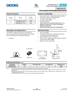 DMN2300UFB Product Summary Description and Applications