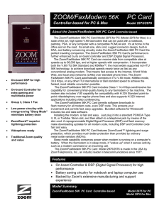ZOOM/FaxModem 56K PC Card