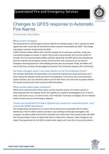 Changes to QFES response to Automatic Fire Alarms