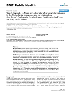 Use of diagnostic self-tests on body materials among Internet users