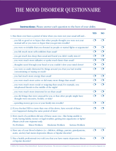 Mood Disorder Questionnaire - Depression and Bipolar Support