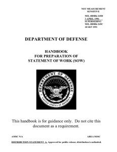DoD Handbook for Preparation of Statement of Work (SOW)