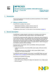 MFRC523 Standard performance ISO/IEC 14443 A/B frontend