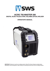 sws ac/dc tig master operation manual