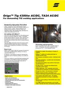 Origo™ Tig 4300iw ACDC, TA 24