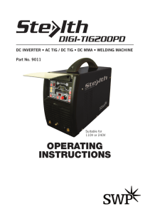 OPERATING INSTRUCTIONS - Specialised Welding Products Ltd