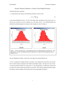 Resistor Tolerance Estimation vs. Resistor Value Standard Deviation