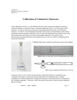 Introductory Experiment: Calibration Of Volumetric Glassware