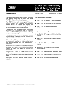 CL6300 Series Intrinsically Safe I/O Card, Termination Panels, and I