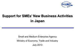 Support for SMEs` New Business Activities in Japan