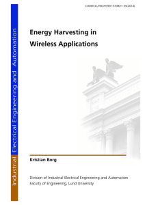 ENERGY HARVESTING IN wIRELESS AaPPLICATIONS