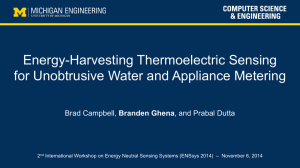 Energy-Harvesting Thermoelectric Sensing for Unobtrusive Water