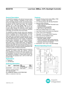 MAX8759 Low-Cost, SMBus, CCFL Backlight Controller