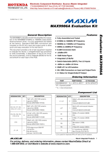 Evaluates: MAX9986A MAX9986A Evaluation Kit