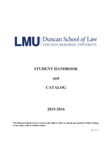 Student Handbook - Lincoln Memorial University | Duncan School of