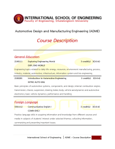 ADME Course Description - International School of Engineering