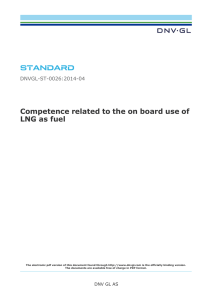 Competence related to the on board use of LNG as fuel