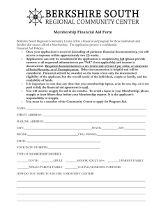 Membership Financial Aid Form - Berkshire South Regional