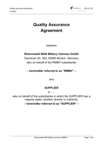 General conditions of quality assurance for