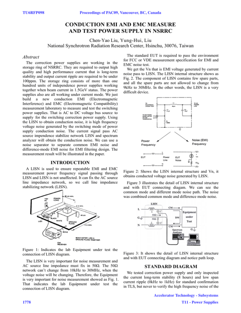 Conduction EMI and EMC Measure and Test Power Supply in NSRRC