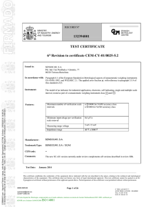 132394001 TEST CERTIFICATE 6 Revision to certificate CEM
