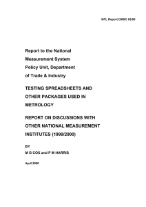 Report to the National Measurement System Policy Unit