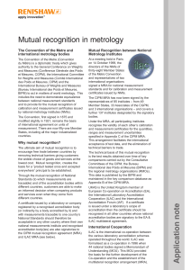 Application note Mutual recognition in metrology