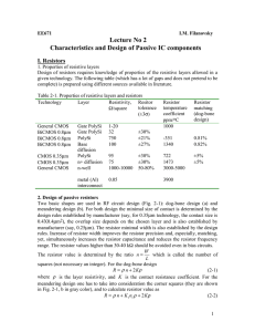 Lecture No 2 Characteristics and Design of Passive IC components