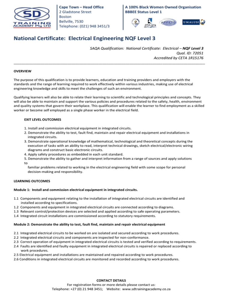 National Certificate: Electrical Engineering NQF Level 3