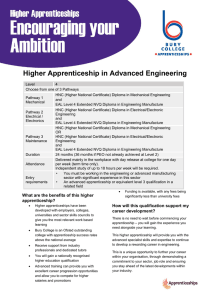 Higher Apprenticeship in Advanced Engineering