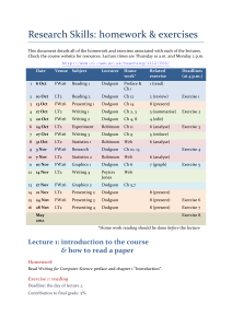 Course homework and exercises handout